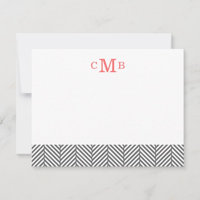 Carte De Correspondance Charcoal Herringbone Custom Monogram Stationalisat (Devant)