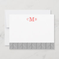 Charcoal Herringbone Custom Monogram Stationalisat