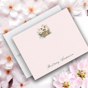 Carte De Correspondance Charmant Fox Et Floral Tout Usage Plat