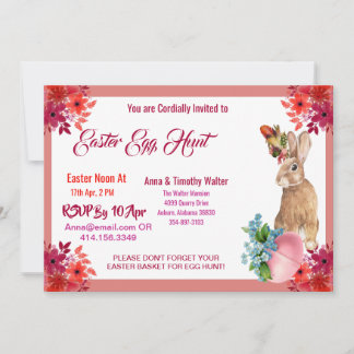 Carte De Correspondance Chasse aux oeufs de Pâques Aquarelle Flore Lapin I