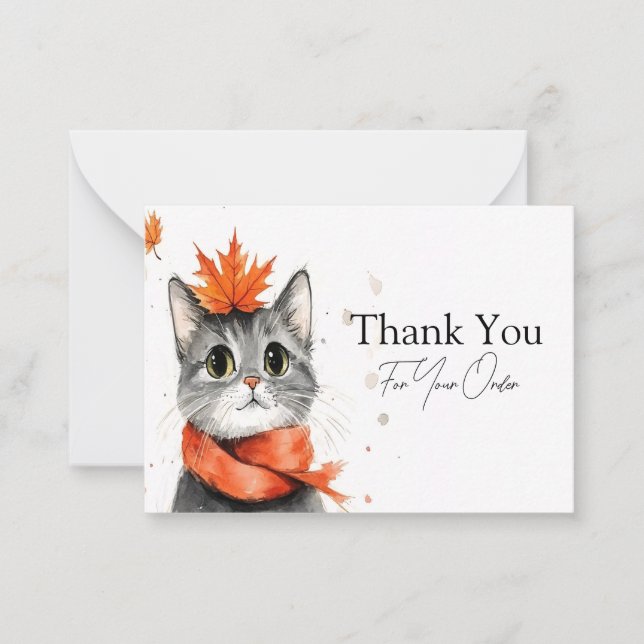 Carte De Correspondance Chat cosy dans un Merci d'écharpe (Devant)