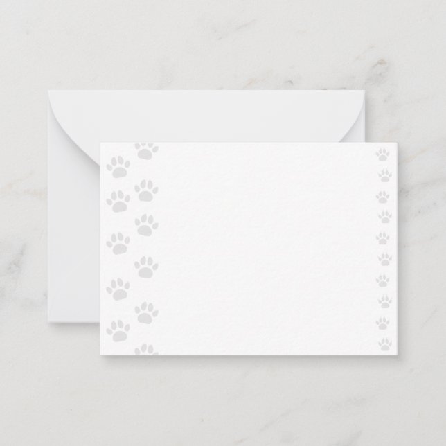 Carte De Correspondance Chat et chien mignons empreintes de patte vierges (Devant)