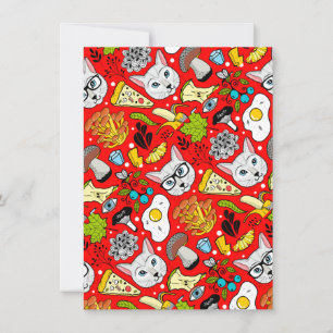 Carte De Correspondance Chat et oeuf sur le rouge