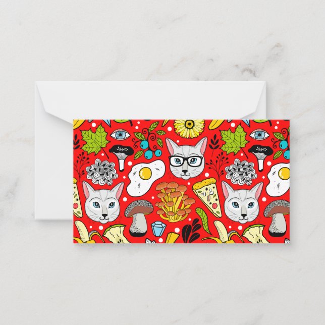 Carte De Correspondance Chat et oeuf sur le rouge (Devant)