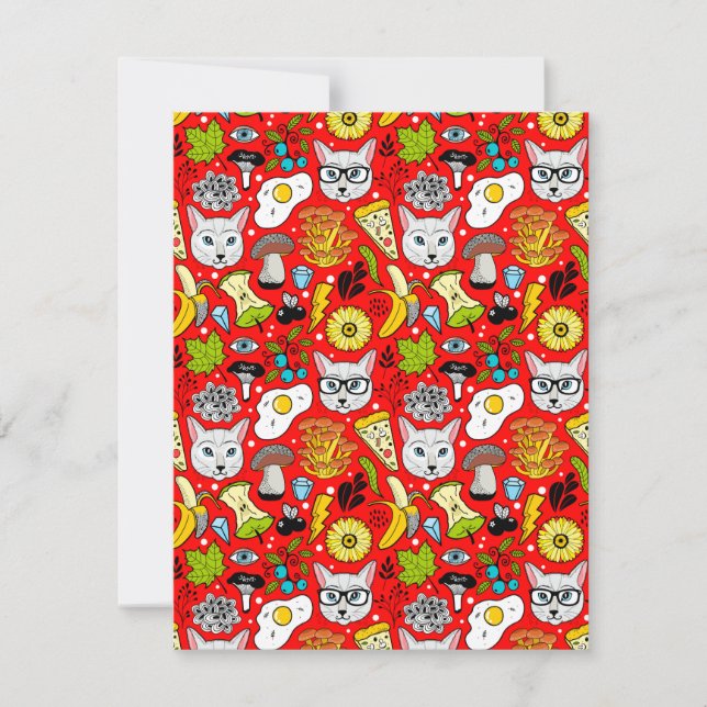 Carte De Correspondance Chat et oeuf sur le rouge (Devant)