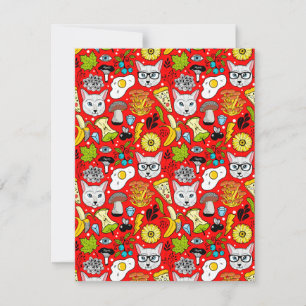 Carte De Correspondance Chat et oeuf sur le rouge