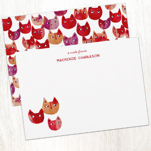 Carte De Correspondance Chat fantaisiste amusant aquarelle personnalisée