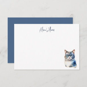 Carte De Correspondance Chat gris doux Merci personnalisé