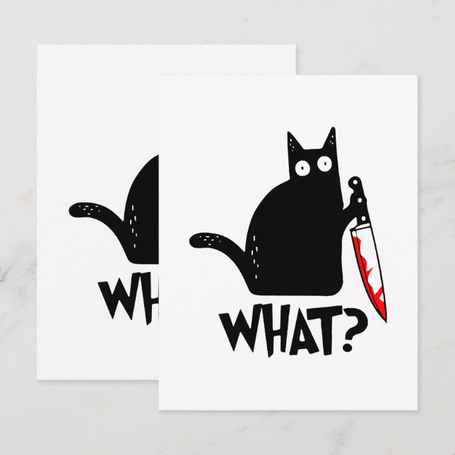 Carte De Correspondance Chat Meurtrier Avec Couteau (Devant / Derrière)