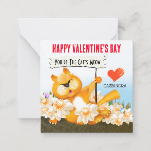 Carte De Correspondance Chat mignon avec signe de classe Valentine