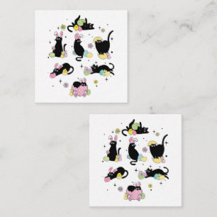 Carte De Correspondance Chat noir avec oeufs de lapin