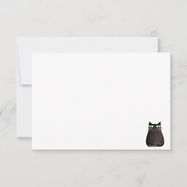 Carte De Correspondance Chat noir mignon couverture personnalisée (Devant)