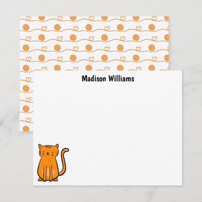 Carte De Correspondance Chat orange mignon (Devant / Derrière)
