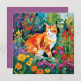 Carte De Correspondance Chat parmi les Fleurs Note Card