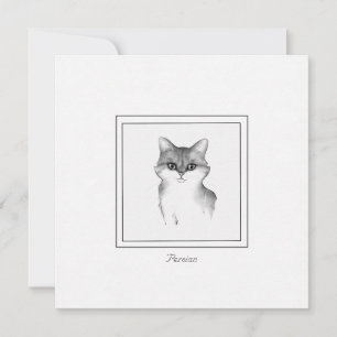 Carte De Correspondance Chat persan esquissé en noir et blanc