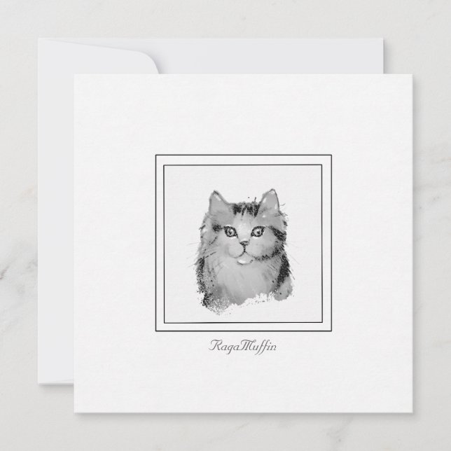 Carte De Correspondance Chat RagaMuffin personnalisé Dessin sur un plat (Devant)