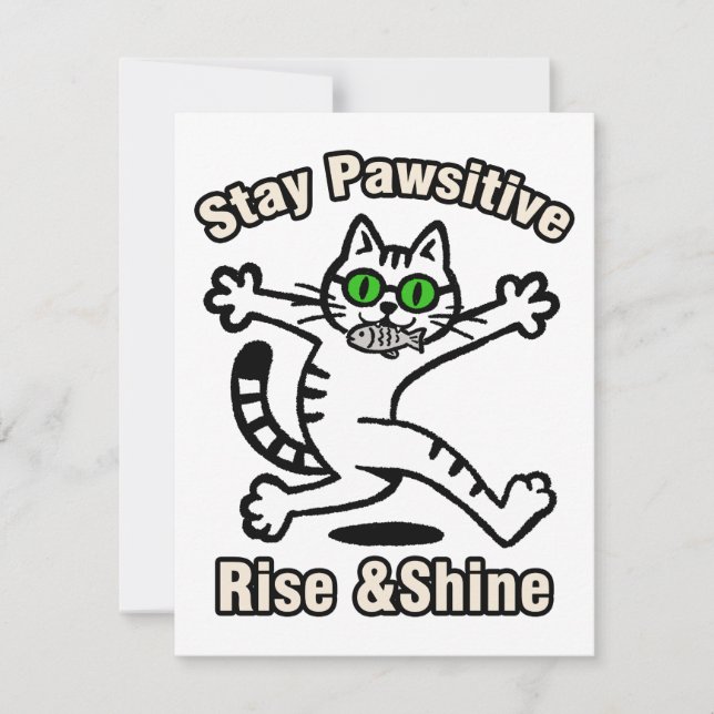 Carte De Correspondance Chat Restez Positif (Devant)