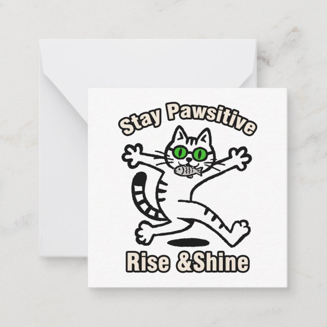 Carte De Correspondance Chat Restez Positif (Devant)