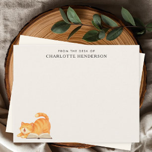 Carte De Correspondance Chat roux et livre personnalisé pour amoureux de l