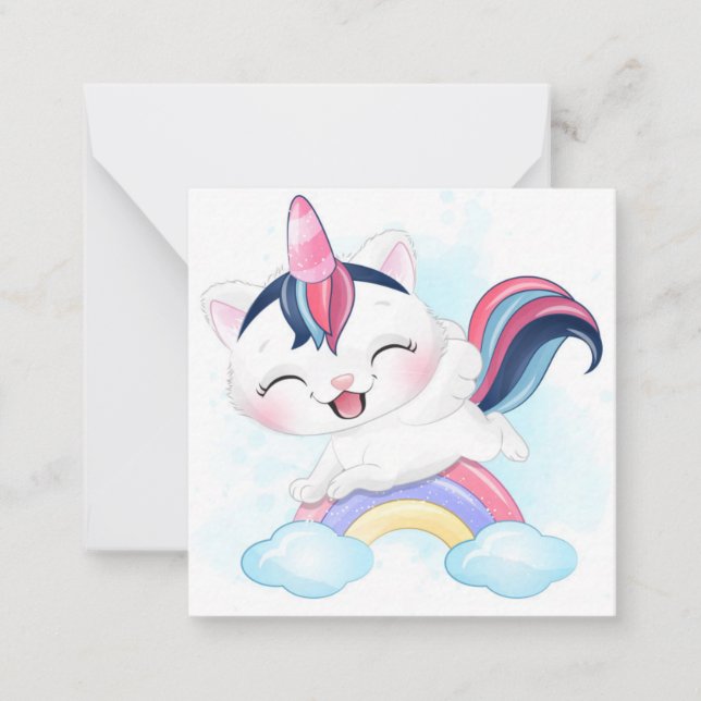 Carte De Correspondance Chat Unicorn (Devant)