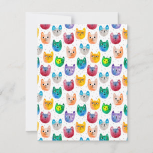 Carte De Correspondance Chats aquarelles et amis