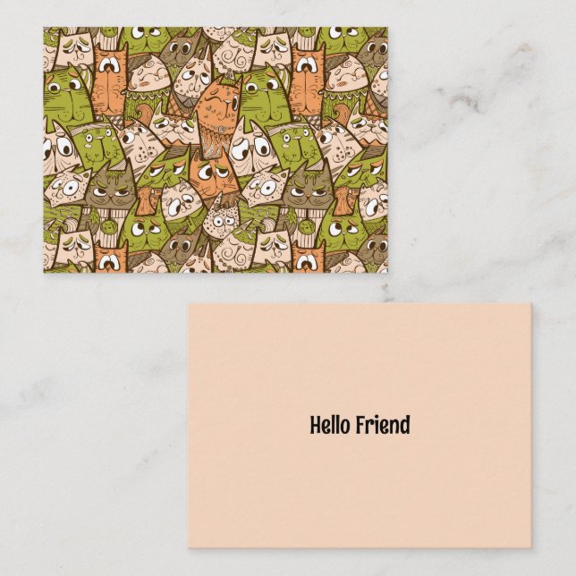 Carte De Correspondance Chats de dessin animé drôles (Devant / Derrière)