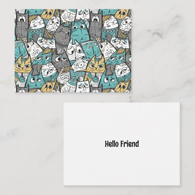 Carte De Correspondance Chats de dessin animé drôles (Devant / Derrière)
