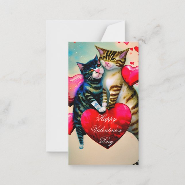 Carte De Correspondance Chats et coeurs enfants valentine (Devant)