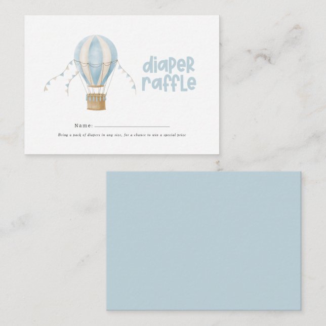 Carte De Correspondance Chaud ballon bleu baby shower tombole (Devant / Derrière)