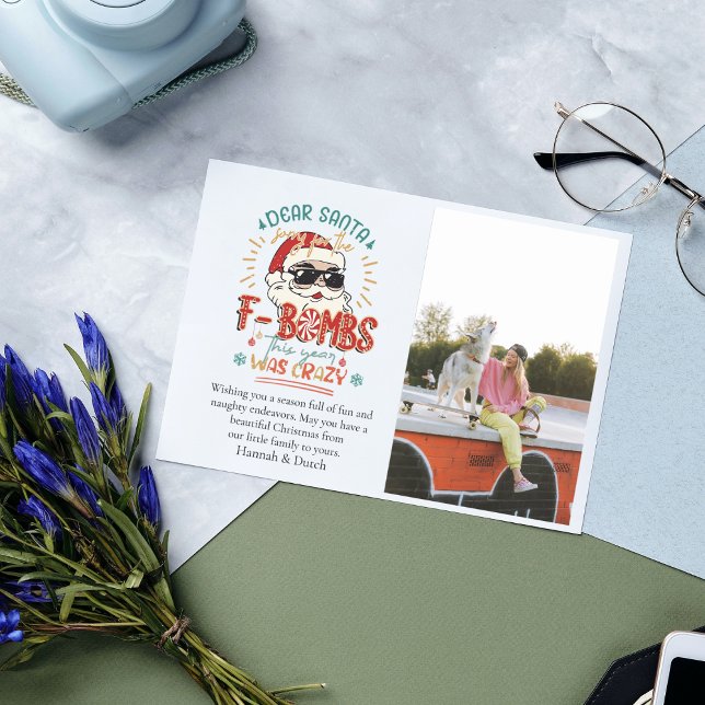 Carte De Correspondance Cher Père Noël drôle photo Noël (Créateur téléchargé)