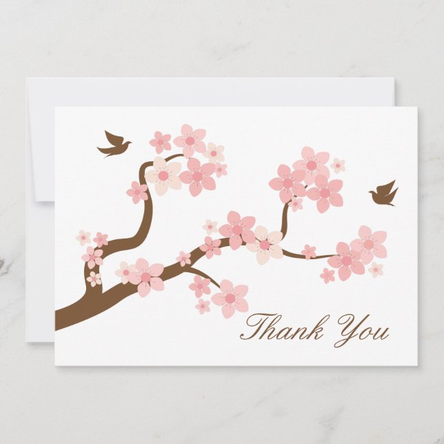 Carte De Correspondance Cherry Blossoms Merci Note (Devant)