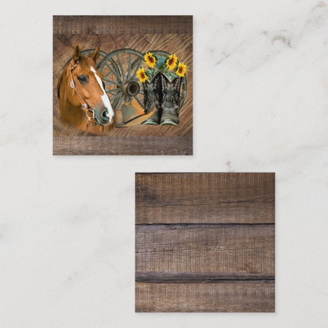 Carte De Correspondance Cheval Cowboy Boots Wagon Wheels Sunflowers Wester (Devant / Derrière)