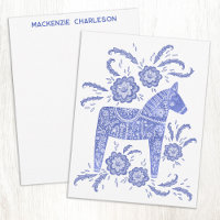 Cheval Dala Suédois Bleu et Blanc Personnalisé