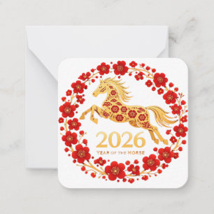 Carte De Correspondance Cheval en or élégant 2026 Nouvel An lunaire