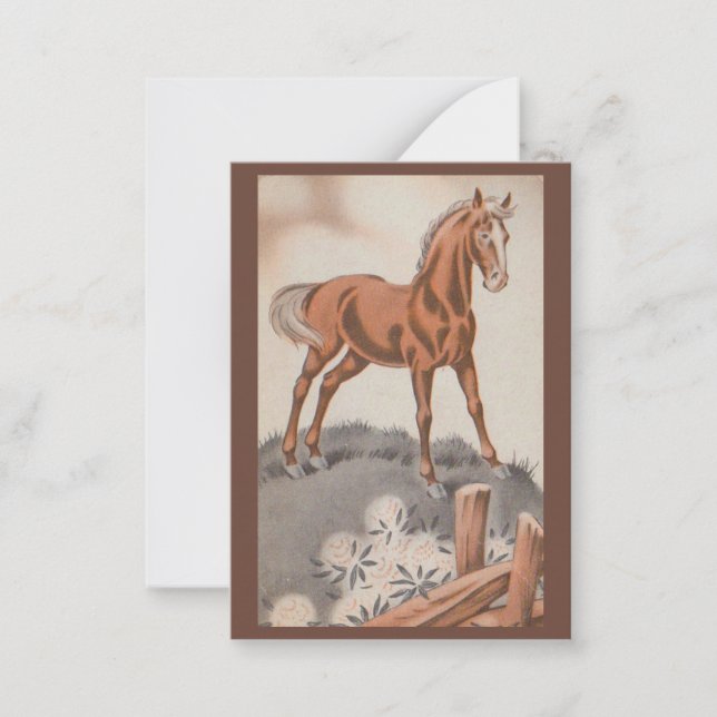 Carte De Correspondance cheval heureux en brun (Devant)