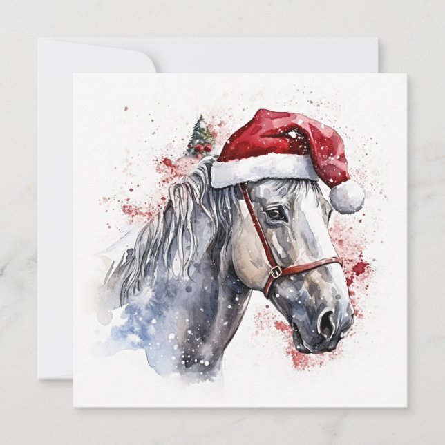 Carte De Correspondance Chevaux de vacances au décor festif (Devant)