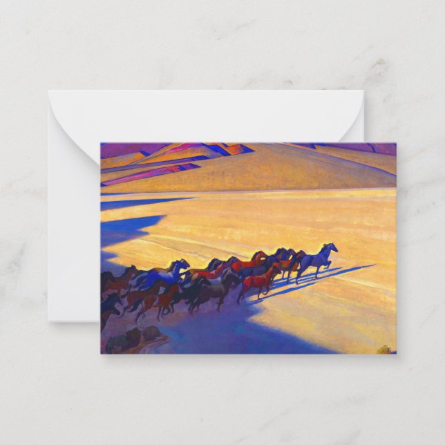 Carte De Correspondance Chevaux sauvages du Nevada, 1927 par Maynard Dixon (Devant)