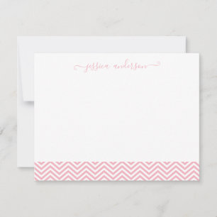 Carte De Correspondance Chevron moderne Zigzag Girl Script mignon rose
