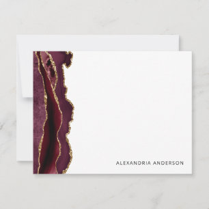 Carte De Correspondance Chic Agate Bourgogne Rouge or Parties scintillant