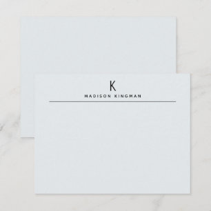 Carte De Correspondance Chic Bleu Clair Monogramme Initial Nom