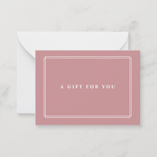 Carte De Correspondance Chic Blush | Élégant Certificat Cadeau Rose Dusty (Devant)