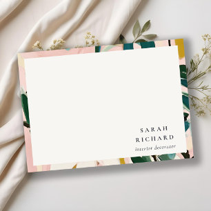 Carte De Correspondance Chic Boho coloré rose Turquoise vert peint Floral