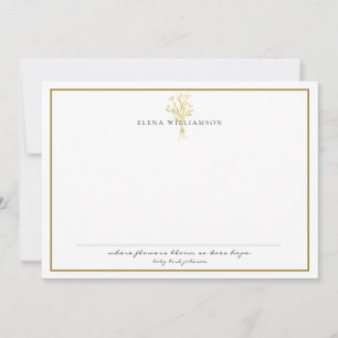 Carte De Correspondance Chic Couleur Or Cadre Bouquet Floral