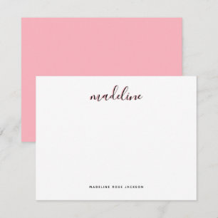Carte De Correspondance Chic Dusty Blush rose avec nom de calligraphie noi