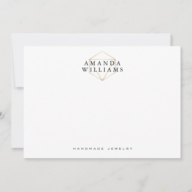 Carte De Correspondance Chic Faux Gold Gemstone Jewelry Flat Note Card (Devant)