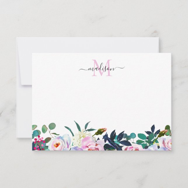 Carte De Correspondance Chic Floral Blush Pink Botanogram (Devant)