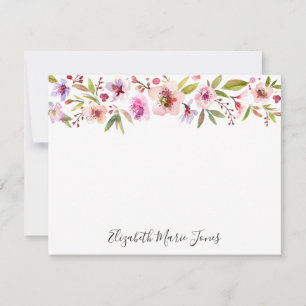 Carte De Correspondance Chic Floral Blush rose cerisier Fleurs Aquarelle
