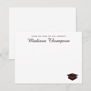 Carte De Correspondance Chic Formal Bourgogne Script Graduation Cap
