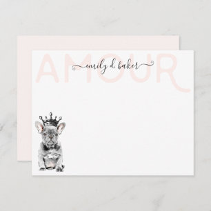 Carte De Correspondance Chic French Bulldog Frenchie Love Papeterie royale
