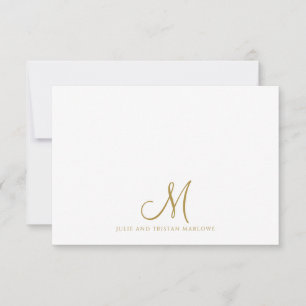 Carte De Correspondance Chic Gold Script Couples initiaux Monogramme